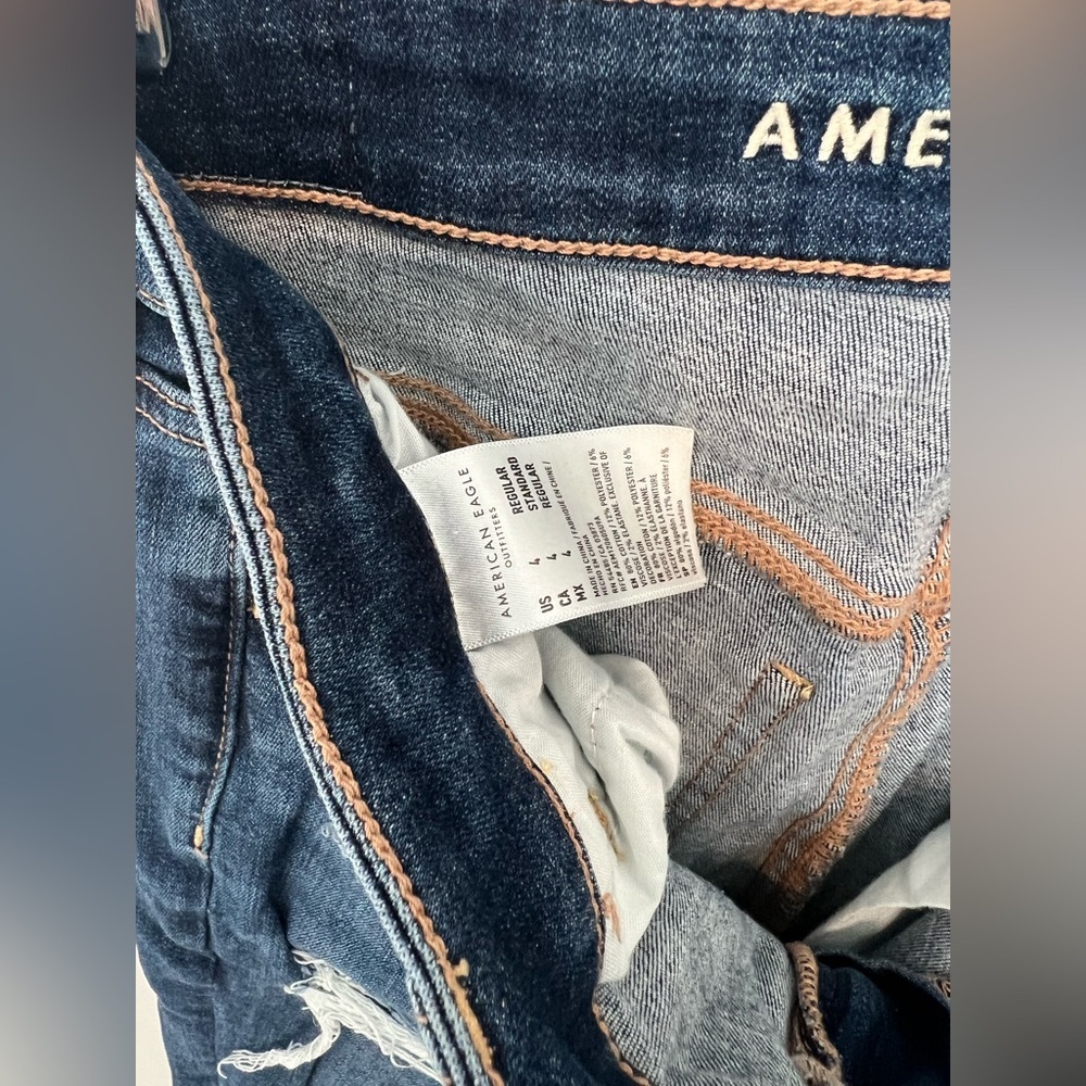 American Eagle Outfitters Dark Blue Distressed High Rise Jegging 4R - Picture 7 of 8